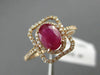 ESTATE WIDE .92CT DIAMOND & AAA RUBY 14KT ROSE GOLD DOUBLE HALO ENGAGEMENT RING