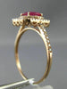 ESTATE WIDE .92CT DIAMOND & AAA RUBY 14KT ROSE GOLD DOUBLE HALO ENGAGEMENT RING