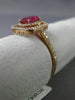 ESTATE WIDE .92CT DIAMOND & AAA RUBY 14KT ROSE GOLD DOUBLE HALO ENGAGEMENT RING