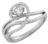 ESTATE .52CT DIAMOND 14KT WHITE GOLD 3D ROUND SOLITAIRE SWIRL ENGAGEMENT RING