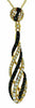 ESTATE .78CT WHITE & BLACK DIAMOND 14KT YELLOW GOLD 3D TEAR DROP SWIRL PENDANT
