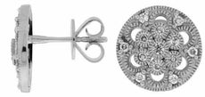 ESTATE .30CT DIAMOND 14KT WHITE GOLD 3D FLOWER OPEN FILIGREE ROUND STUD EARRINGS