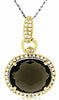 ESTATE 5.54CT DIAMOND & AAA SMOKY TOPAZ 14KT YELLOW GOLD 3D OVAL HALO PENDANT
