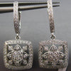 ESTATE LARGE .79CT DIAMOND 14KT WHITE GOLD SQUARE FLOWER HUGGIE HANGING EARRINGS