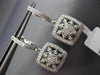 ESTATE LARGE .79CT DIAMOND 14KT WHITE GOLD SQUARE FLOWER HUGGIE HANGING EARRINGS