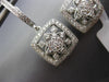 ESTATE LARGE .79CT DIAMOND 14KT WHITE GOLD SQUARE FLOWER HUGGIE HANGING EARRINGS