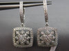 ESTATE LARGE .79CT DIAMOND 14KT WHITE GOLD SQUARE FLOWER HUGGIE HANGING EARRINGS