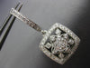 ESTATE LARGE .79CT DIAMOND 14KT WHITE GOLD SQUARE FLOWER HUGGIE HANGING EARRINGS