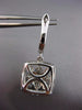 ESTATE LARGE .79CT DIAMOND 14KT WHITE GOLD SQUARE FLOWER HUGGIE HANGING EARRINGS