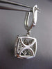 ESTATE LARGE .79CT DIAMOND 14KT WHITE GOLD SQUARE FLOWER HUGGIE HANGING EARRINGS
