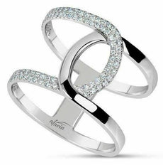 ESTATE WIDE .26CT ROUND DIAMOND 18KT WHITE GOLD 3D CLASSIC LOVE KNOT FUN RING