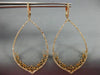 LARGE 1.52CT DIAMOND 18KT ROSE GOLD 3D OPEN FILIGREE TEAR DROP HANGING EARRINGS