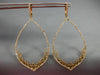 LARGE 1.52CT DIAMOND 18KT ROSE GOLD 3D OPEN FILIGREE TEAR DROP HANGING EARRINGS