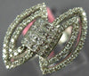 ESTATE WIDE .89CT DIAMOND 18K WHITE GOLD MULTI ROW MARQUISE SHAPE LOVE KNOT RING