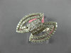 ESTATE WIDE .89CT DIAMOND 18K WHITE GOLD MULTI ROW MARQUISE SHAPE LOVE KNOT RING