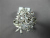 ESTATE WIDE .63CT DIAMOND 18K WHITE GOLD ROUND & BAGUETTE FLOWER SNOWFLAKE RING