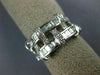 WIDE 1.39CT DIAMOND 18K WHITE GOLD ROUND & BAGUETTE CRISS CROSS ANNIVERSARY RING