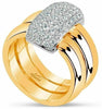 ESTATE WIDE .85CT DIAMOND 18KT TWO TONE GOLD 3D MULTI ROW RECTANGULAR FUN RING