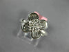 ESTATE .71CT DIAMOND 18KT WHITE GOLD ROUND & BAGUETTE 4 LEAF CLOVER FLOWER RING