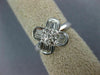ESTATE .71CT DIAMOND 18KT WHITE GOLD ROUND & BAGUETTE 4 LEAF CLOVER FLOWER RING