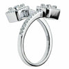 ESTATE WIDE .69CT DIAMOND 18KT WHITE GOLD 3D SEMI ETERNITY CRISS CROSS LOVE RING