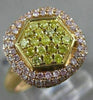 ESTATE WIDE .86CT PINK & FANCY YELLOW DIAMOND 18K ROSE GOLD SQUARE CLUSTER RING