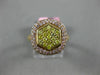 ESTATE WIDE .86CT PINK & FANCY YELLOW DIAMOND 18K ROSE GOLD SQUARE CLUSTER RING