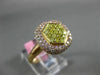 ESTATE WIDE .86CT PINK & FANCY YELLOW DIAMOND 18K ROSE GOLD SQUARE CLUSTER RING