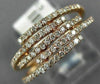 ESTATE WIDE .53CT ROUND CUT DIAMOND 14K ROSE GOLD MULTI ROW CRISS CROSS FUN RING