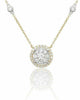 ESTATE .44CT DIAMOND 14KT TWO TONE GOLD 3D SOLITAIRE ROUND DOUBLE HALO NECKLACE