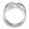 ESTATE WIDE .65CT DIAMOND 18K WHITE GOLD 3D CRISS CROSS X LOVE KNOT FUN RING