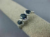 ESTATE WIDE .96CT DIAMOND & AAA SAPPHIRE 14K WHITE GOLD PAST PRESENT FUTURE RING