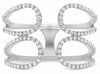 ESTATE WIDE .27CT DIAMOND 14KT WHITE GOLD 3D ROUND CLASSIC DOUBLE LOOP CUFF RING