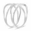 ESTATE WIDE .27CT DIAMOND 14KT WHITE GOLD 3D ROUND CLASSIC DOUBLE LOOP CUFF RING