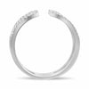 ESTATE WIDE .27CT DIAMOND 14KT WHITE GOLD 3D ROUND CLASSIC DOUBLE LOOP CUFF RING