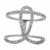ESTATE WIDE .51CT ROUND CUT DIAMOND 18K WHITE GOLD DOUBLE ROW LOVE KNOT FUN RING
