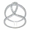 ESTATE WIDE .51CT ROUND CUT DIAMOND 18K WHITE GOLD DOUBLE ROW LOVE KNOT FUN RING