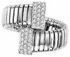 ESTATE WIDE .50CT DIAMOND 18KT WHITE GOLD 3D CRISS CROSS RECTANGULAR SNAKE RING