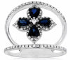 ESTATE WIDE 1.05CT DIAMOND & AAA SAPPHIRE 14KT WHITE GOLD 3D FLOWER LOVE RING