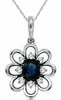 ESTATE .50CT DIAMOND & AAA SAPPHIRE 14KT WHITE GOLD OVAL FLOWER FLOATING PENDANT