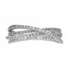 ESTATE WIDE .56CT DIAMOND 18K WHITE GOLD 3D CRISS CROSS MULTI ROW LOVE FUN RING