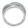 ESTATE WIDE .56CT DIAMOND 18K WHITE GOLD 3D CRISS CROSS MULTI ROW LOVE FUN RING