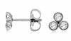 ESTATE .30CT DIAMOND 14K WHITE GOLD 3D 3 STONE PAST PRESENT FUTURE STUD EARRINGS