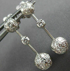 ANTIQUE .76CT DIAMOND 18KT WHITE GOLD CIRCULAR FLOATING HANGING EARRINGS #12009