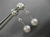 ANTIQUE .76CT DIAMOND 18KT WHITE GOLD CIRCULAR FLOATING HANGING EARRINGS #12009