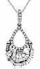 ESTATE .52CT DIAMOND 14KT WHITE GOLD 3D ROUND & BAGUETTE TEAR DROP FUN PENDANT