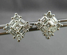 ESTATE LARGE 1.50CT MULTI SHAPE DIAMOND 14KT WHITE GOLD 3D STUD EARRINGS #24465