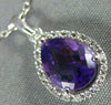 ESTATE 1.06CT DIAMOND & AAA AMETHYST 14KT WHITE GOLD TEAR DROP FLOATING PENDANT