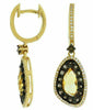 3.08CT DIAMOND AAA CITRINE & SMOKY TOPAZ 14KT YELLOW GOLD HALO HANGING EARRINGS