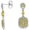 1.06CT WHITE & FANCY YELLOW DIAMOND 14KT WHITE GOLD 3D OCTAGON HANGING EARRINGS